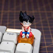 Load image into Gallery viewer, Dragon Ball Kid Goku on Flying Nimbus Inspired Fan-made Artisan Keycap for Cherry MX